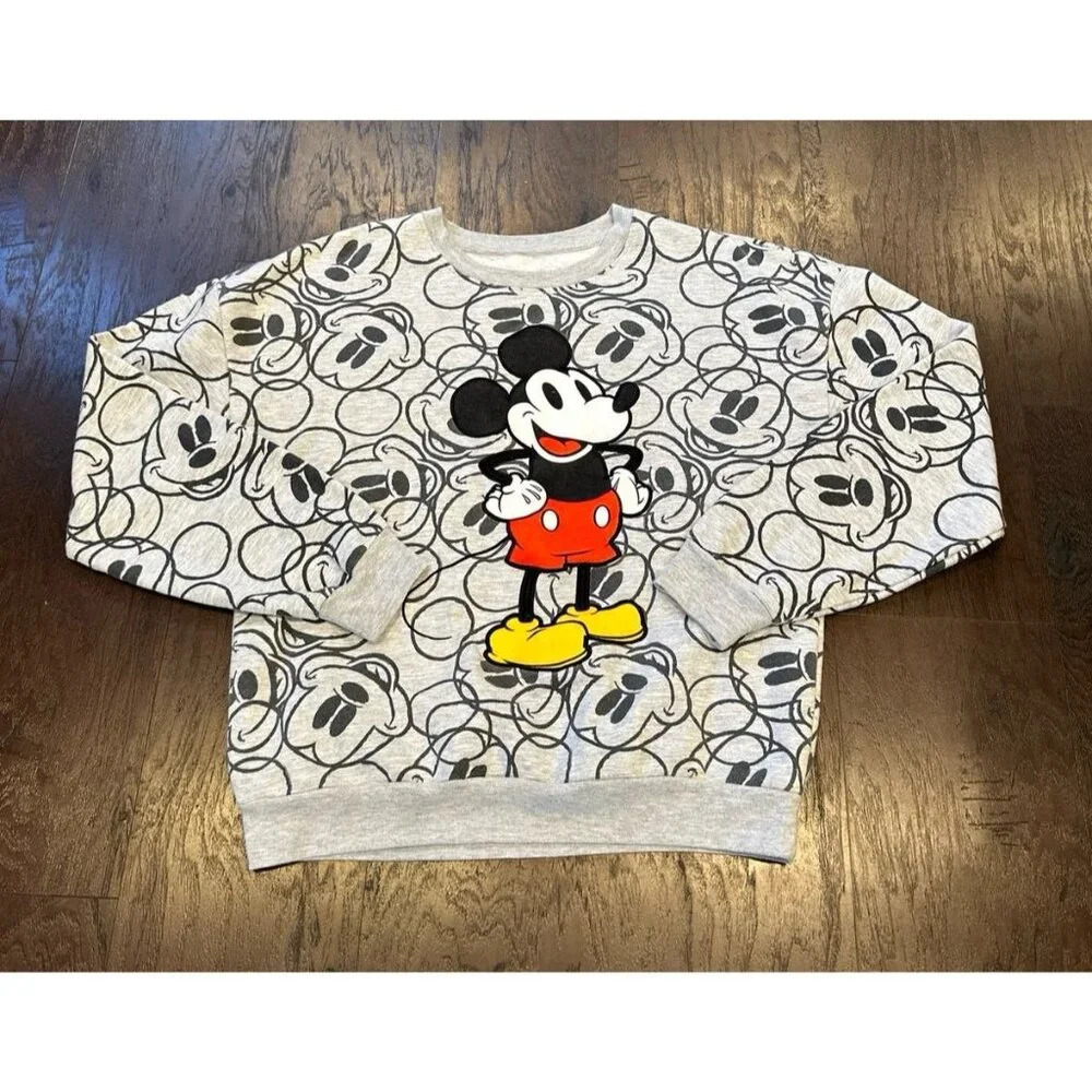 Disney Mickey Mouse medium Gray Mickey Design‎ Pullover Sweater (g7)